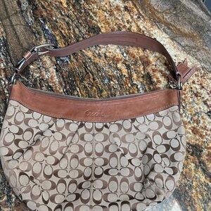 Coach Signature Brown and Tan Shoulder Bag